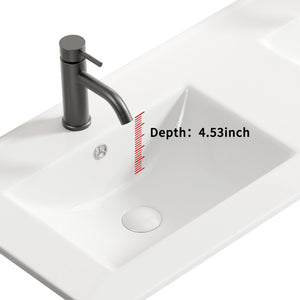 English Elm Ceramic Porcelain Countertop Basin Thin Edge Single Bowl Vanity Sink for Modern Bathrooms W3402P402910