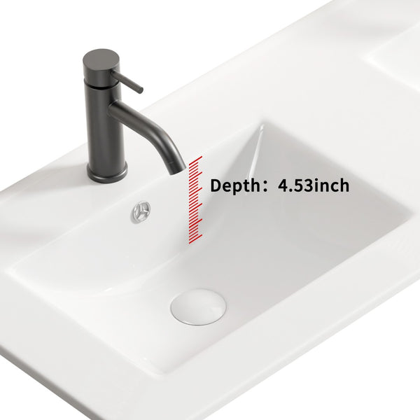 English Elm Ceramic Porcelain Countertop Basin Thin Edge Single Bowl Vanity Sink for Modern Bathrooms W3402P402910