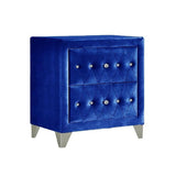 English Elm Blue Upholstered 2-Drawer Nightstand