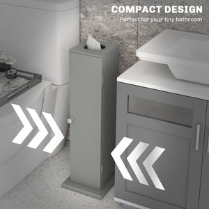 English Elm HOMCOM Modern Corner Toilet Paper Tower Cabinet with Hidden Screw Design and Magnetic Door Lock Gray W2225P217010