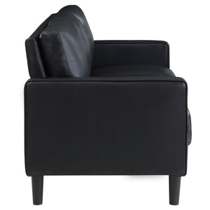 English Elm Weld Black Faux Leather Sofa Loveseat and Chair Set Mid-century Modern Living Room B062S01658
