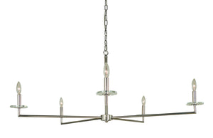 Framburg 5-light Chandelier With Elegant Design And Crystal Disk Accents For Stunning Interior Illumination Polished Nickel Metal 5450 Pn
