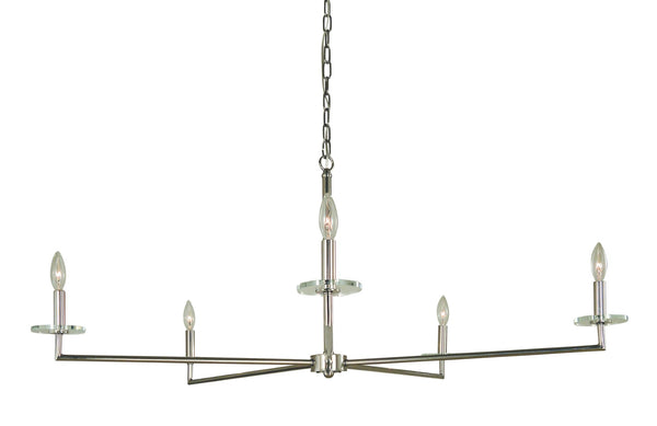 Framburg 5-light Chandelier With Elegant Design And Crystal Disk Accents For Stunning Interior Illumination Polished Nickel Metal 5450 Pn