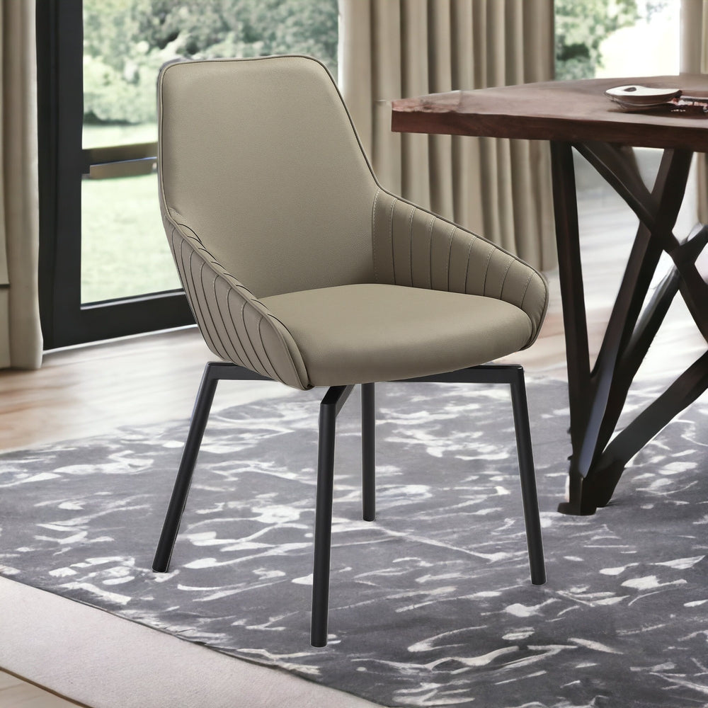 Homeroots Seven Piece Gray And Black Composite Stone Dining Set With Six Chairs  Sintered Stone,Glass,Faux Leather,Steel 545000