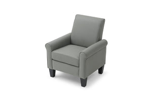 English Elm Vineland High Back Faux Leather Accent Chair with Tailored Piping for Modern Living Gray B078P497922