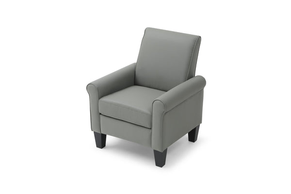 English Elm Vineland High Back Faux Leather Accent Chair with Tailored Piping for Modern Living Gray B078P497922