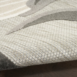 HomeRoots 5' Beige and Gray Round Floral Area Rug – Durable, Easy-Care Indoor/Outdoor Accent for Any Space 545007