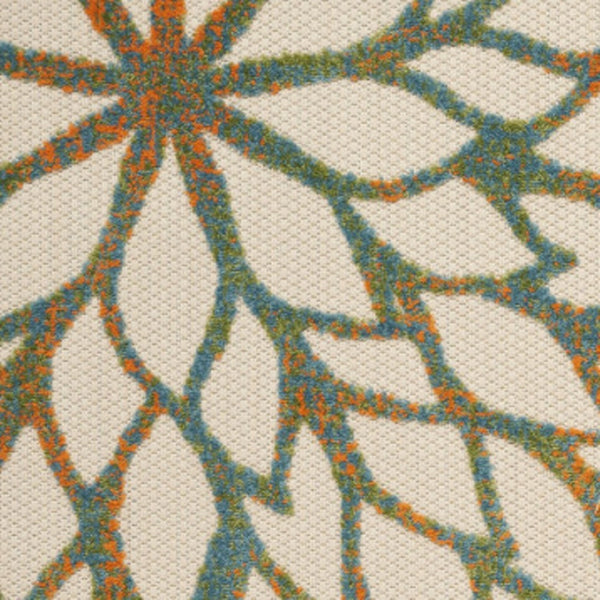 HomeRoots 6' Blue and Green Floral Indoor-Outdoor Area Rug – Durable, Stylish, Easy-Clean for Any Space! 545012