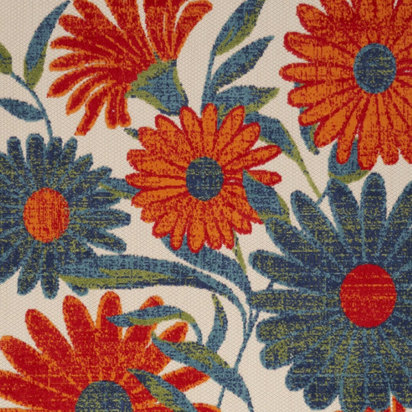 HomeRoots 6' Stylish Floral Area Rug in Ivory, Blue, Orange & Green - Durable Indoor/Outdoor Decor Upgrade 545019