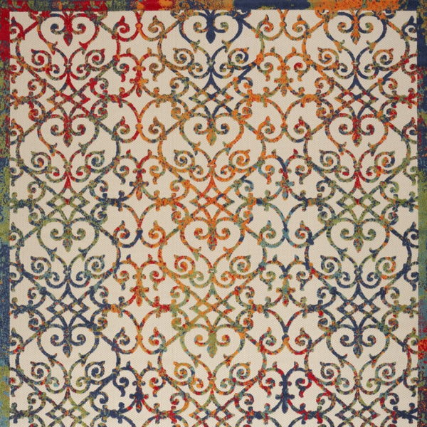 HomeRoots 10' Vibrant Medallion Indoor/Outdoor Area Rug – Durable Polypropylene, Stain-Resistant Design for All Spaces 545035