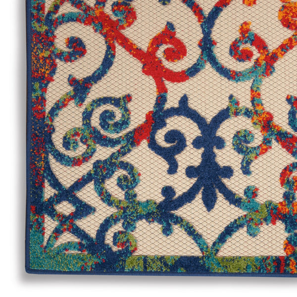 HomeRoots 10' Vibrant Medallion Indoor/Outdoor Area Rug – Durable Polypropylene, Stain-Resistant Design for All Spaces 545035