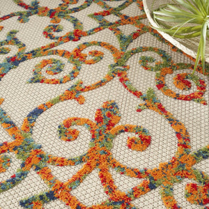 HomeRoots 10' Vibrant Medallion Indoor/Outdoor Area Rug – Durable Polypropylene, Stain-Resistant Design for All Spaces 545035