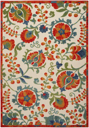 HomeRoots 5' Vibrant Floral Area Rug in Red, Gold, Green & Teal - Perfect for Indoor & Outdoor Spaces! 545037