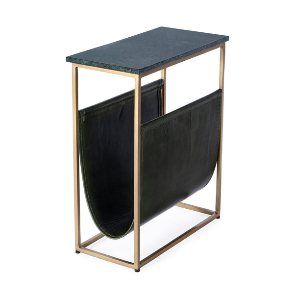 Butler Specialty Edie Marble & Leather Magazine Side Table – Elegant Home Accent For Stylish Living Spaces Green Iron,Leather,Marble 5450475-butler