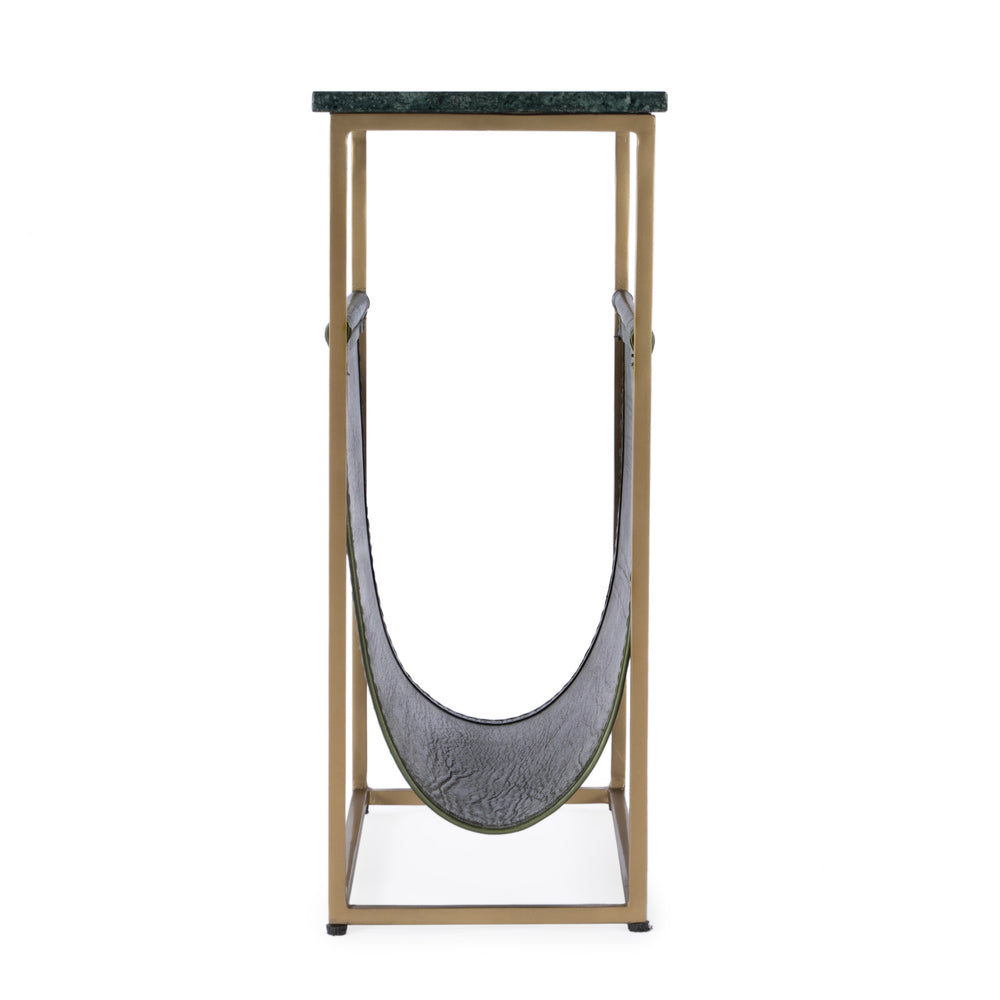 Butler Specialty Edie Marble & Leather Magazine Side Table – Elegant Home Accent For Stylish Living Spaces Green Iron,Leather,Marble 5450475-butler