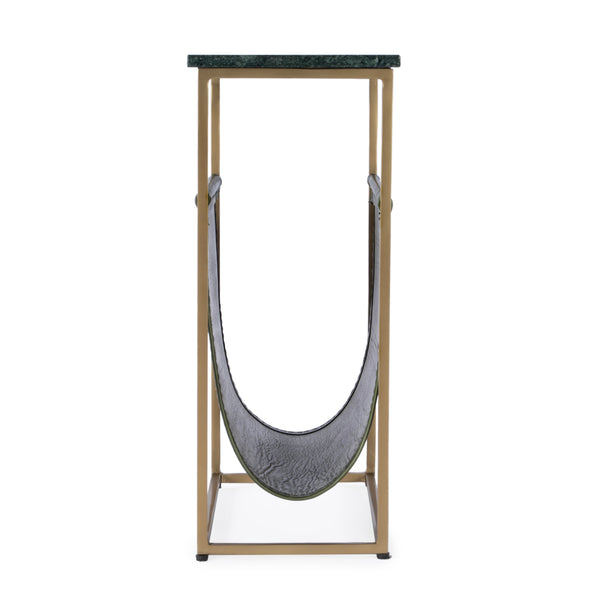 Butler Specialty Edie Marble & Leather Magazine Side Table – Elegant Home Accent For Stylish Living Spaces Green Iron,Leather,Marble 5450475-butler