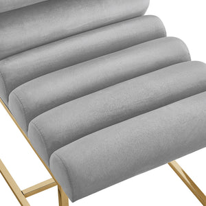 Homeroots Set Of Two Tufted Gray And Gold Upholstered Velvet Dining Side Chairs  Metal And Wood 545048