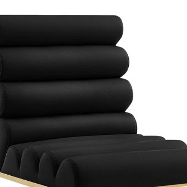 Homeroots Set Of Two Tufted Black And Gold Upholstered Faux Leather Dining Side Chairs  Metal And Wood 545051