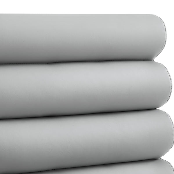 Homeroots Set Of Two Tufted Gray And Gold Upholstered Faux Leather Dining Side Chairs  Metal And Wood 545053