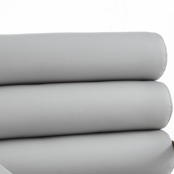 Homeroots Set Of Two Tufted Gray And Gold Upholstered Faux Leather Dining Arm Chairs Grey,Gold Metal And Wood 545060