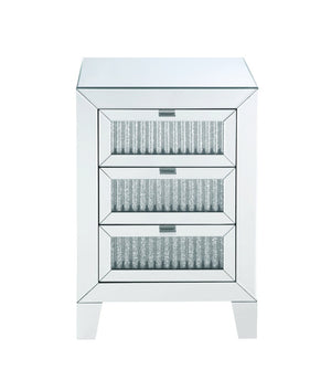 English Elm Noralie Mirrored Three Drawer Glam Accent Table with Faux Diamond Inlay Fronts B2726P448765