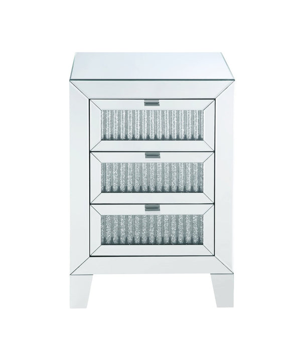 English Elm Noralie Mirrored Three Drawer Glam Accent Table with Faux Diamond Inlay Fronts B2726P448765
