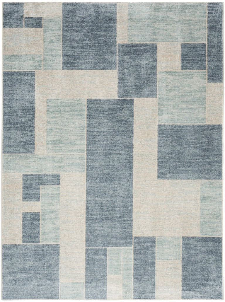 HomeRoots 9 X 12 Geometric Polyester Area Rug Machine Washable Low Pile Living Room Floor 545092