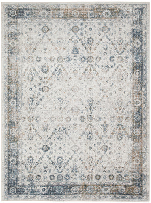 Homeroots 5' X 7' Blue And Ivory Floral Medallion Power Loom Distressed Washable Area Rug  Polyester 545097