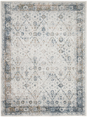 Homeroots 5' X 7' Blue And Ivory Floral Medallion Power Loom Distressed Washable Area Rug  Polyester 545097
