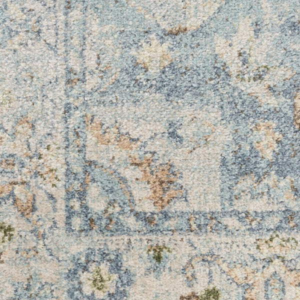 HomeRoots 8' Blue and Ivory Floral Medallion Area Rug – Elegant, Distressed Design for Easy Care and Style 8' X 10' 545099