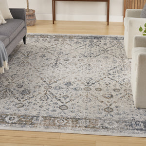 Homeroots 8' X 10' Blue And Ivory Floral Medallion Power Loom Distressed Washable Area Rug  Polyester 545099