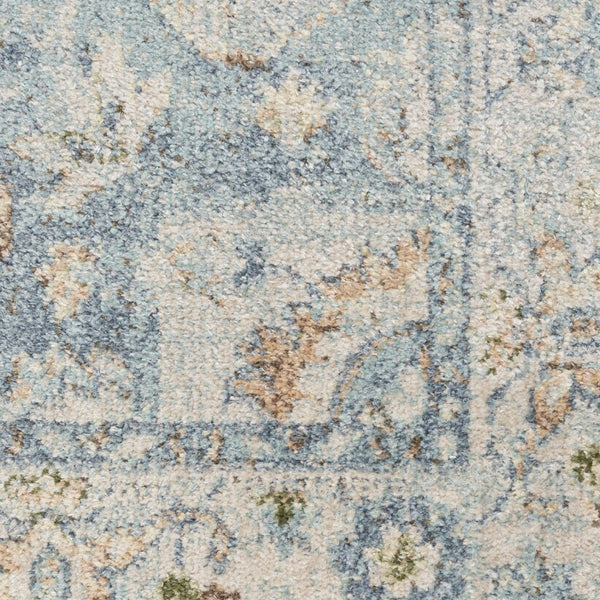 HomeRoots 8' Blue and Ivory Floral Medallion Area Rug – Elegant, Distressed Design for Easy Care and Style 8' X 10' 545099