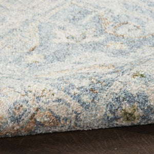 HomeRoots 8' Blue and Ivory Floral Medallion Area Rug – Elegant, Distressed Design for Easy Care and Style 8' X 10' 545099