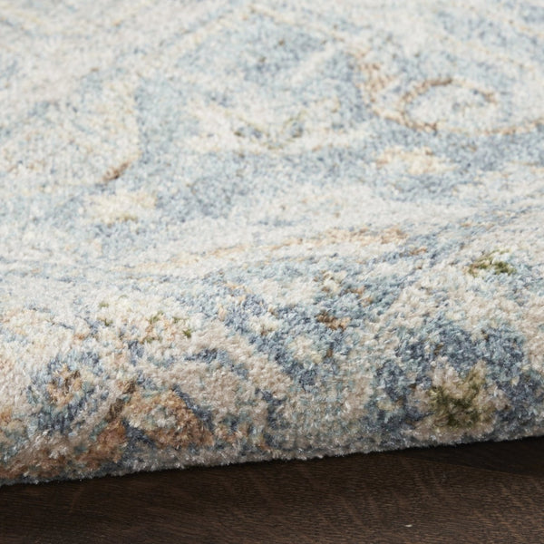 HomeRoots 8' Blue and Ivory Floral Medallion Area Rug – Elegant, Distressed Design for Easy Care and Style 8' X 10' 545099