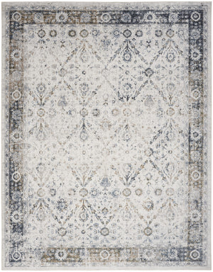 Homeroots 8' X 10' Blue And Ivory Floral Medallion Power Loom Distressed Washable Area Rug  Polyester 545099