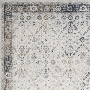 Homeroots 8' X 10' Blue And Ivory Floral Medallion Power Loom Distressed Washable Area Rug  Polyester 545099