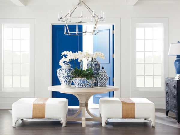 Lexington Barclay Butera Magnolia Coastal-inspired Round Dining Table With Leaf, Elegant Design For Stylish Gatherings Sailcloth  921-875c