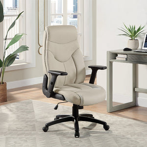 OSP Home Furnishings Exec Bonded Leather High Back Office Chair with Lumbar Support and Ergonomic Tilt Taupe EC90200-EC21