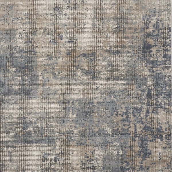 Homeroots 9' X 12' Beige And Blue Abstract Power Loom Distressed Area Rug  Polypropylene,Polyester 545109