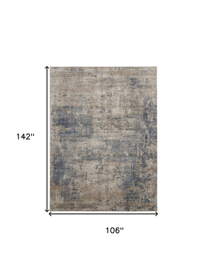 Homeroots 9' X 12' Beige And Blue Abstract Power Loom Distressed Area Rug  Polypropylene,Polyester 545109