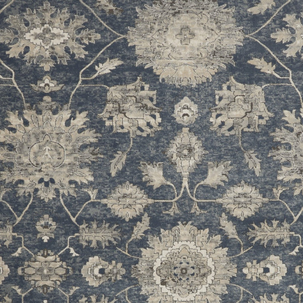 Homeroots 9' X 12' Beige And Blue Floral Medallion Power Loom Area Rug  Polypropylene,Polyester 545110