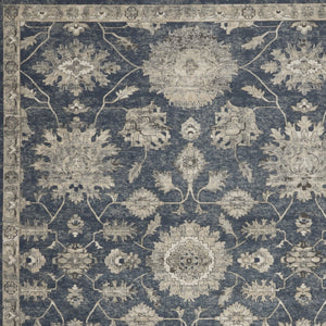 Homeroots 9' X 12' Beige And Blue Floral Medallion Power Loom Area Rug  Polypropylene,Polyester 545110