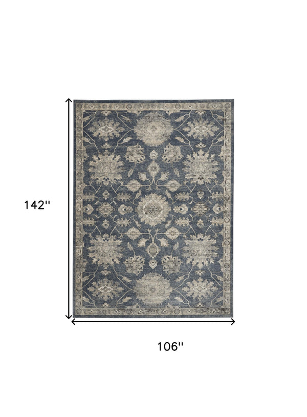 Homeroots 9' X 12' Beige And Blue Floral Medallion Power Loom Area Rug  Polypropylene,Polyester 545110