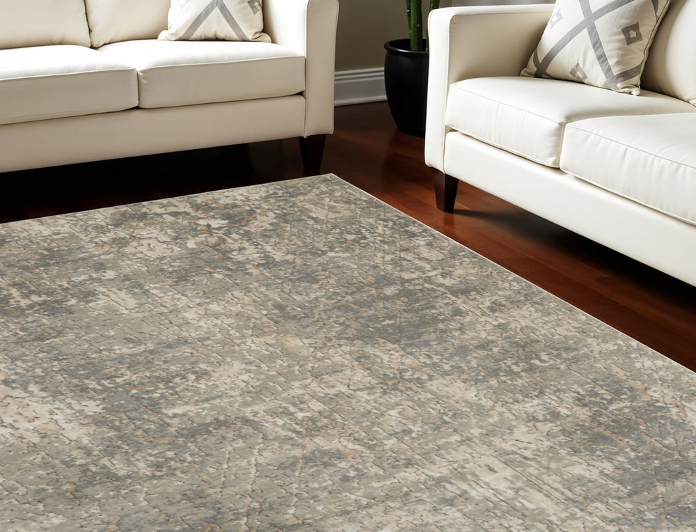 Homeroots 9' X 12' Beige And Gray Abstract Power Loom Area Rug  Polypropylene,Polyester 545112