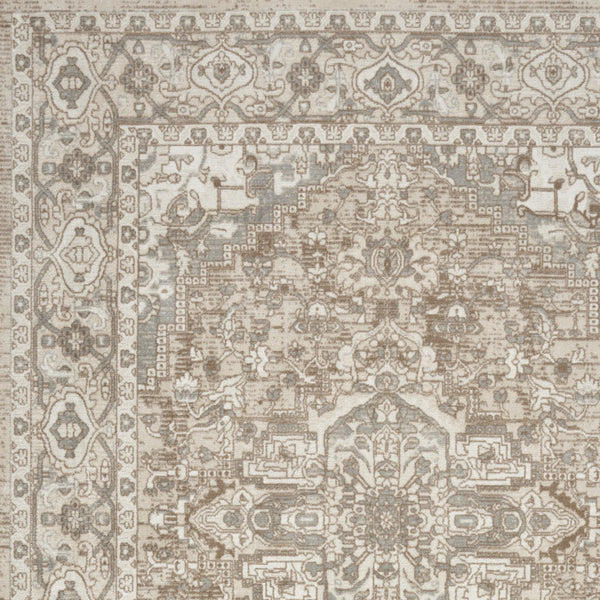 Homeroots 4' X 6' Beige And Ivory Medallion Power Loom Distressed Area Rug  Polypropylene,Polyester 545116