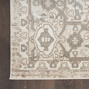 Homeroots 4' X 6' Beige And Ivory Medallion Power Loom Distressed Area Rug  Polypropylene,Polyester 545116