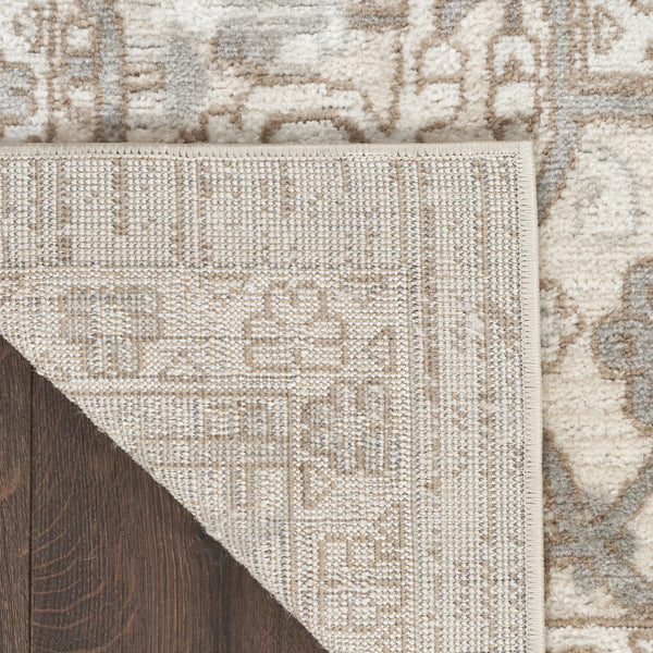 Homeroots 5' X 7' Beige And Ivory Medallion Power Loom Distressed Area Rug  Polypropylene,Polyester 545118