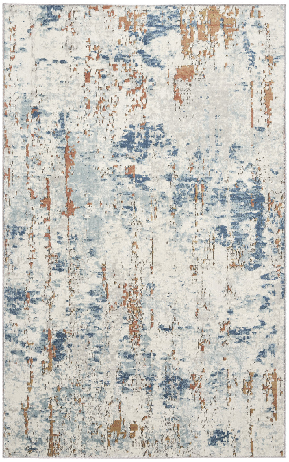 Homeroots 4' X 6' Beige And Blue Abstract Power Loom Area Rug  Polypropylene,Polyester 545120