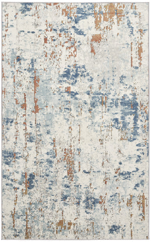 Homeroots 4' X 6' Beige And Blue Abstract Power Loom Area Rug  Polypropylene,Polyester 545120