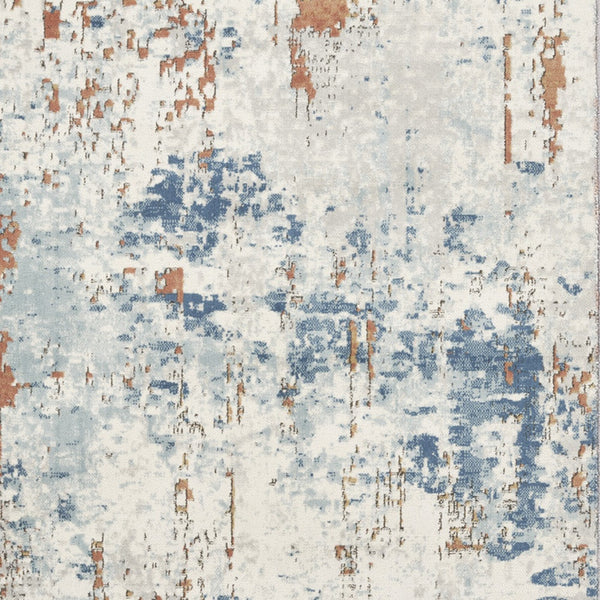 Homeroots 4' X 6' Beige And Blue Abstract Power Loom Area Rug  Polypropylene,Polyester 545120